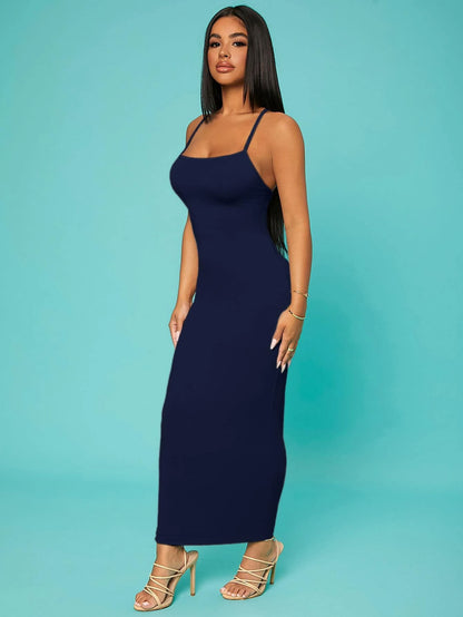 SHEIN SXY Prom Dress;Solid Criss Cross Backless Cami Dress